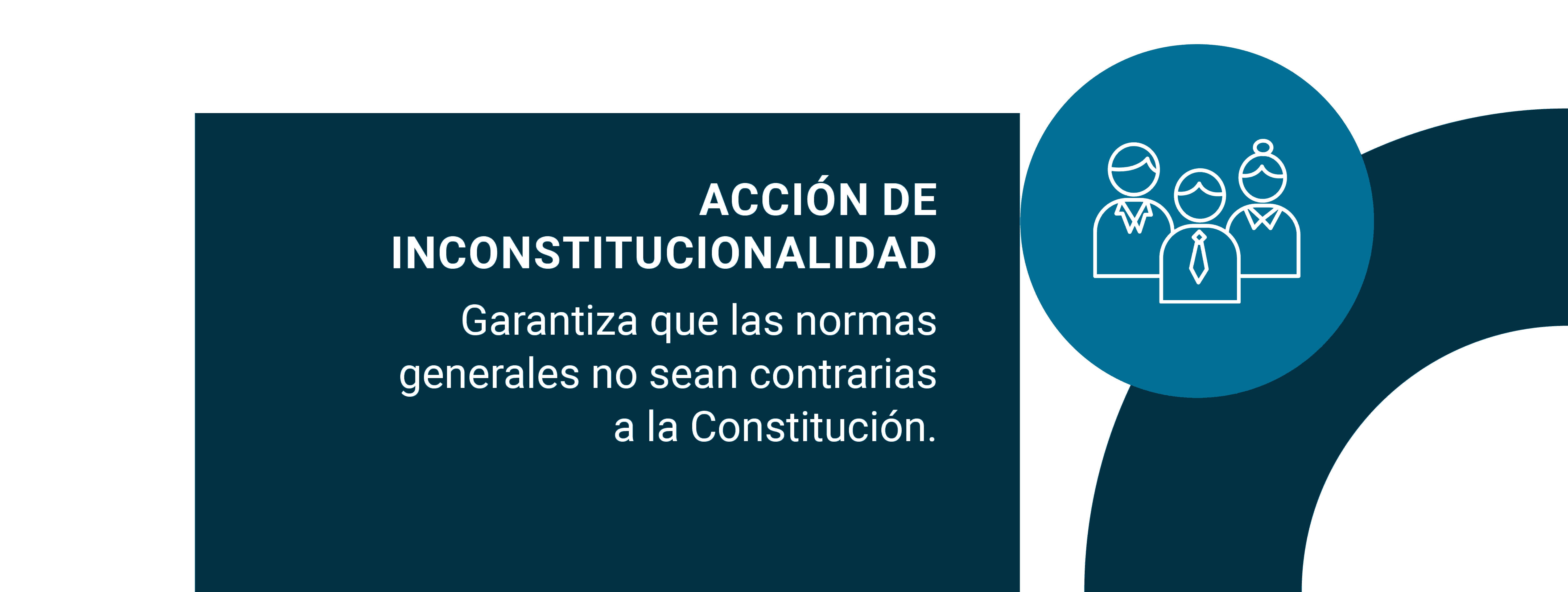 Gráfico con la silueta de tres personas en fondo azul, con el texto: Acción de Inconstitucionalidad