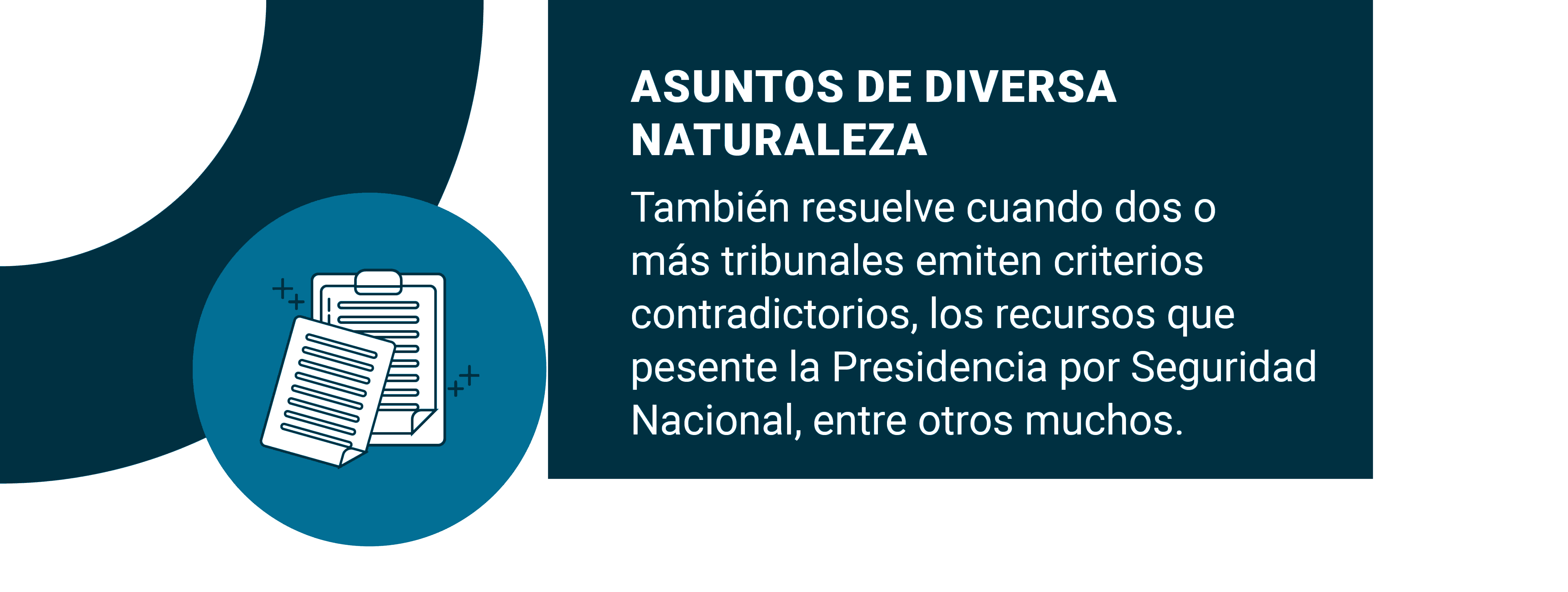 Gráfico de un portapapeles y un documento sobre un fondo azul con el texto: ASUNTOS DE DIVERSA NATURALEZA